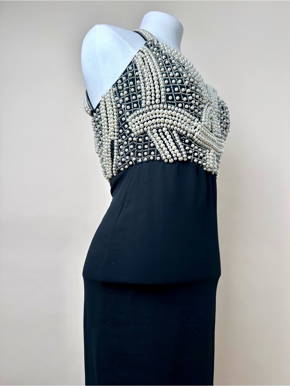 ASOS Pearl & Sequin Embellished Open Back Halter Midi Dress NWT Size 0 - Picture 13 of 15